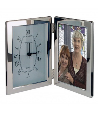 Personalised Silver Clock & 6x4 Photoframe
