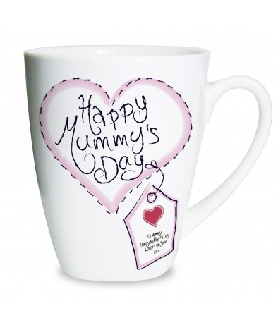 Personalised Heart Stitch Happy Mummy's Day Small Latte Mug