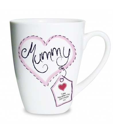 Personalised Heart Stitch Mummy Small Latte Mug