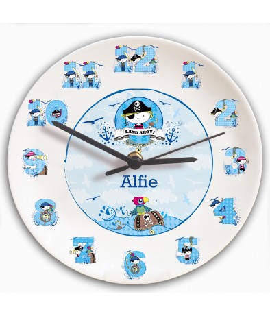 Personalised Clock - Pirate Letter (Boys)