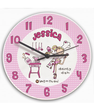 Personalised Girls Clock - Bang on the Door (Dainty Dish)