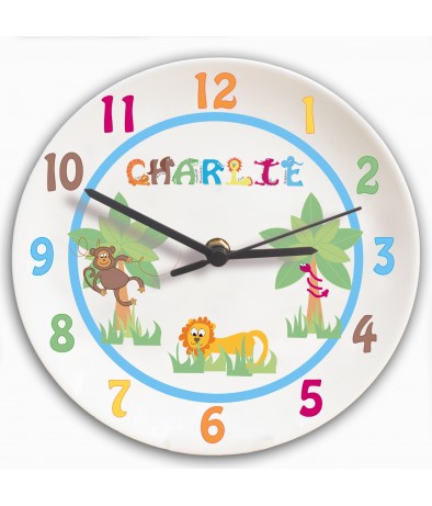 Personalised Clock for Boys Bedroom - Animal Alphabet