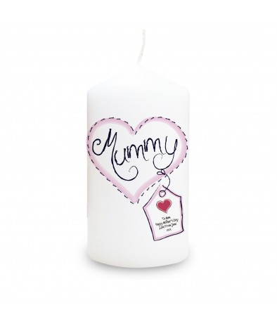 Personalised Heart Stitch Mummy Candle