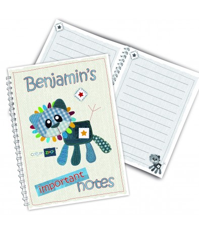 Personalised Cotton Zoo Denim the Lion Notebook