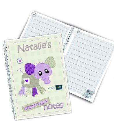 Personalised Cotton Zoo Wynciette the Elephant Notebook