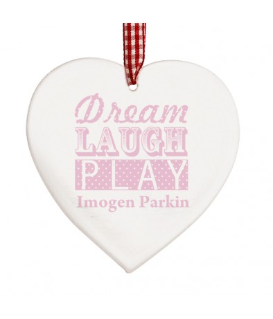Wooden Heart Decoration - Dream Pink