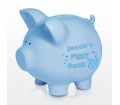 Personalised Blue Ceramic Piggy Moneybox