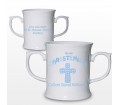 Personalised Cross Blue Christening Loving Mug