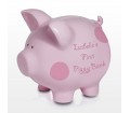 Personalised Piggy Bank - Polka Dot (Pink)