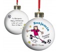 Personalised Boys Bauble - Bang on the Door (Football Crazy)