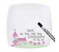 Personalised Message Plate - Whimsical Church (1st Holy Communion -  Pink)
