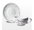 Personalised Tea Cup & Saucer - Flowers and Butterflies