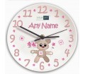 Personalised Girls Clock - Cotton Zoo (Tweed the Bear)