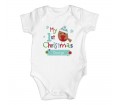 Personalised Felt Stitch Robin 'My 1st Baby Christmas' Baby Vest